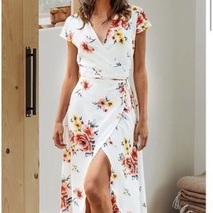 Cupshe White Floral Maxi Dress